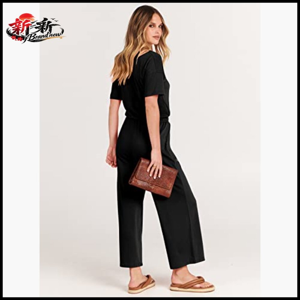 Polyester Rayon Elastane V-Neck Short Sleeve Wide… - image 5